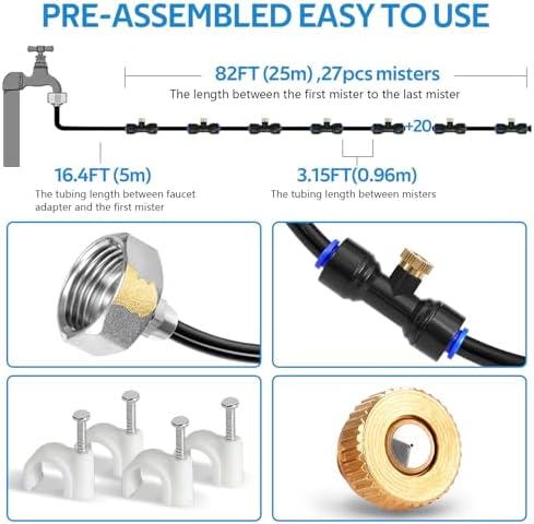 homenote Misting Cooling System, 98FT(30M) Pre-Assembled Mister Kit - Image 2