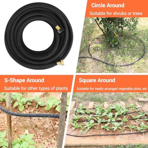 MAMIZO Soaker Hose 100 Ft 1/2" Brass Connectors Heavy Duty Water Saving - Image 6