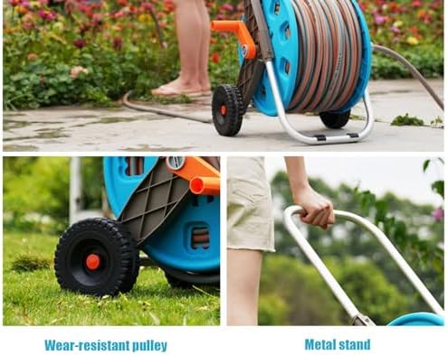 Garden Hose Reel Cart with 9-Pattern Metal Spray Nozzle and Brass Fittings, 30m Capacity - Image 4