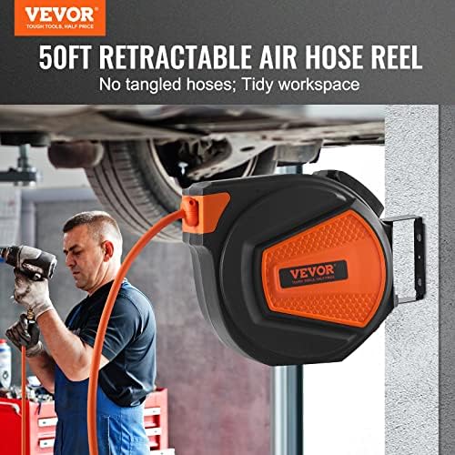 VEVOR Retractable Air Hose Reel 3/8IN x 50FT Hybrid Air Hose Max 300PSI - Image 2