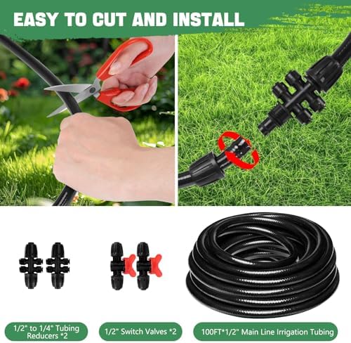 1/2 Inch Drip Irrigation Tubing 100FT Flexible Garden Water Hose Supply - Image 5