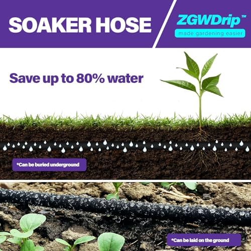 50FT 1/2" Water-Saving Soaker Hose with Solid Brass Connectors, Drip Irrigation Kit for Lawn & Yard - Image 5