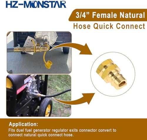 3/4" Propane Hose Quick Connect, 3/4" Female and Male Natural Gas Quick Connector Plug Fittings for Dual Fuel Generator, Solid Brass Quick Connect Fittings for Natural Gas Supply Generator Gas Grills - Image 5