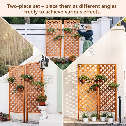 2 Pack Wood Garden Decor Trellis for Climbing Plants Outdoor - Image 3