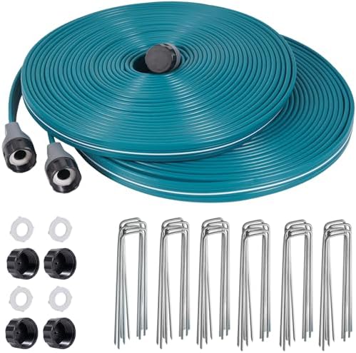 LINEX Sprinkler Soaker Hose 50 ft 2 pack for Garden Lawn Watering Hose with Hose Stakes by LINEX