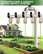5 Way Hose Splitter Heavy Duty, Garden Hose Splitter with 5 Long Handle, Full Flow Brass Nickel Plated Water Hose T Spigot Splitter Adapter Connector, 3/4 - Inch GHT Thread (Black) - Image 7