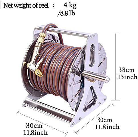 Stainless Steel Garden Hose Reel Heavy Duty,Stainless Steel Hand Crank Hose Reel,Metal Hose Reel,Wall/Floor Mounted Metal Water Hose Reel Retractable for Yard, Lawn, Farm,Patio - Image 6