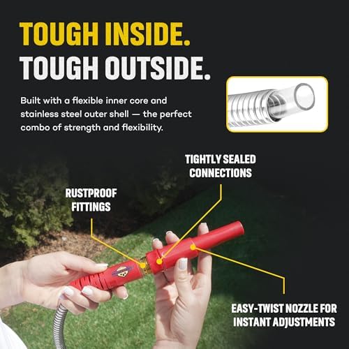 Stainless Steel Water Hose | Heavy Duty Metal Garden Hose with Nozzle | Kink Free, Anti Rust | Flexible and Lightweight Water Pipe for Gardening | Available in Different Sizes | HydroPro - Image 5