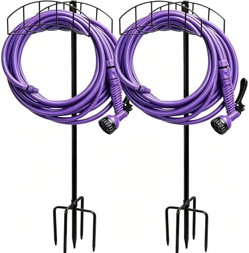 2-Pack Freestanding Garden Hose Holder with Upgraded 5-Prong Base by Rexwnadu