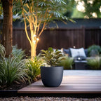 Kante Accent Round Bowl Charcoal Concrete Planter 14" Dia, Outdoor - Image 3