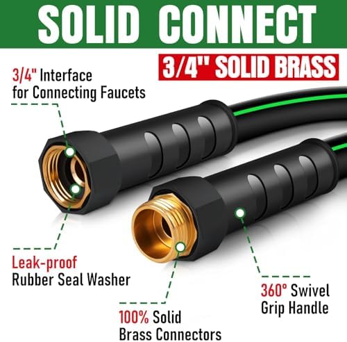 Heavy Duty Garden Hose 100ft, NON-EXPANDABLE Flexible Water Hose, Kink Resistant Lightweight Hybrid Hose, Leakproof Hose Male to Female Fittings - Image 3