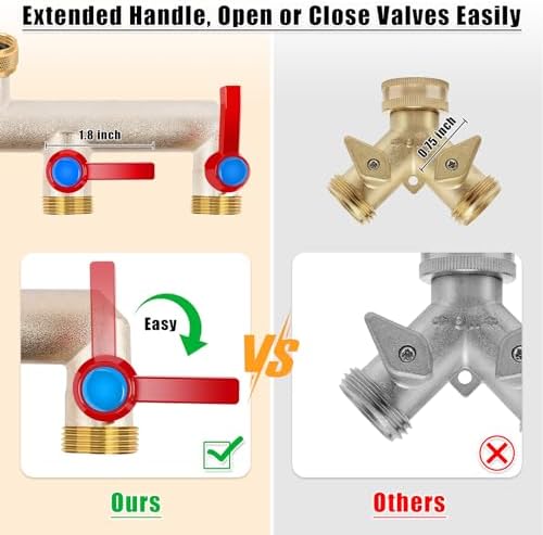 Upgraded Brass Garden Hose Splitter 4 Way Heavy Duty with Extension Handle - Image 4