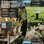 Smart Hose Timer Irrigation Timer 2 Zone Water with Customizable Schedules 24/48/72h Rain Delay 2000mAh Rechargeable Battery IPX6 Rainproof for Garden Lawn Sprinkler System (BSP3/4” Thread) - Image 6