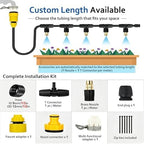 Tubing Drippers Garden Watering Misting System, Sturdy PE Tubing & 4 Spray Brass Nozzles, for Rooftop/Patio/Dust Control(L 10m(33ft)) - Image 2