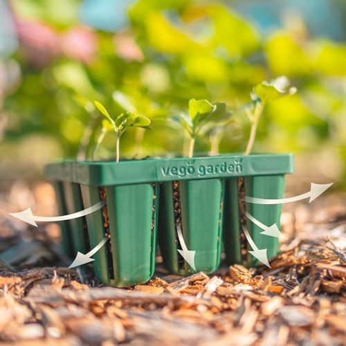 Vego garden Seedling Starter Kit 4-Pack Standard Seedling Trays with 10" x 10" Bottom Watering Trays Premium Plant Growing Suite - Image 4