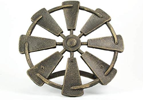 Zeckos Garden Hose Holder Farmhouse Windmill 12 Inch Cast Iron Bronze - Image 5