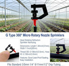 30-500Pcs G Type 360° Micro Rotary Sprinkler Heads, Rotating Refraction Atomizing Nozzles, Mist Sprayers for Garden Lawn Drip Irrigation System, Watering Atomizer Dripper (200) - Image 4
