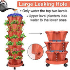 DUNCHATY Stackable Planters 7 Tier Vertical Garden Planting Tower Planters Strawberry, Herb, Flower, and Vegetable Planter Indoor Outdoor Gardening Pots with Removable Wheels and Tools - Image 6
