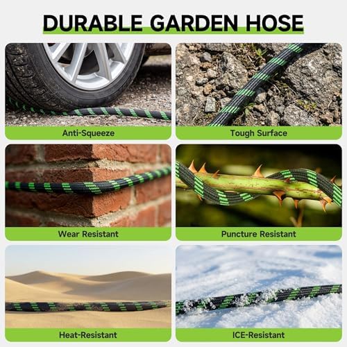 Garden Hose 75 ft Flexible Water Hose Non-Expanding Lightweight Kink-Free Hoses Durable Leak-Proof High Pressure Pipe with 3/4” Brass Fitting 10 Function Nozzle for Outdoor Yard Lawn Car Wash - Image 4