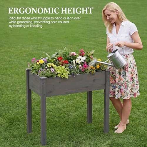 DUMOS 34x18x30 Inch Raised Garden Bed, Elevated Wood Planter Box with Legs - Image 5