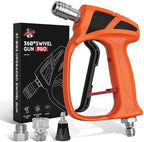 SITIMIMIL® Short Pressure Washer Gun Swivel Pro, Tangle-Free, Power Washer Gun with Self-Locking Spout Design, 3/8" QC Plug to M22-14/15mm (Brass, Stainless Steel, Orange Black) by SITIMIMIL
