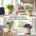 8 Inch Ceramic Plant Pot with Drainage Hole & Separate Saucer - Image 4