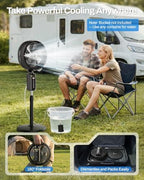 Outdoor Misting Fan with Water Pump, 30000mAh 12-Inch Outside Water Cooling Mister Fan for Patios Bedroom, Portable Standing Oscillating Fan with Mist System, Pedestal Fans with Remote/Spray/Timer - Image 2
