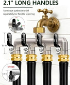 4-Way Garden Hose Splitter, Heavy-Duty Brass, 3/4" GHT, Black - Image 6