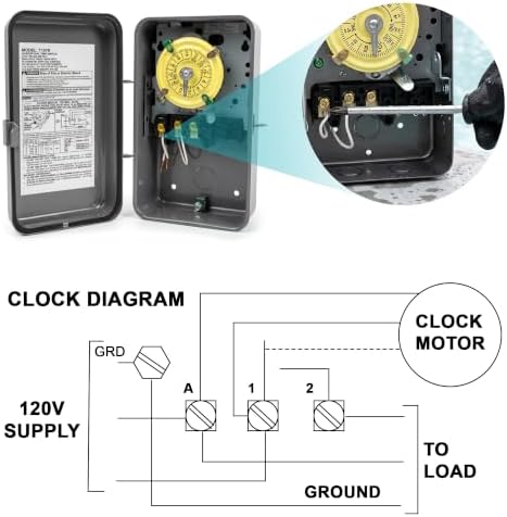 T101R Mechanical Timer Switch Outdoor, Rainproof Metal Enclosure - Image 4