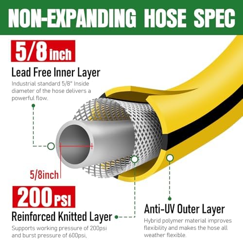 Heavy Duty Garden Hose 75ft, NON-EXPANDABLE Flexible Water Hose, Kink Resistant Lightweight Hybrid Hose, Leakproof Hose Male to Female Fittings - Image 2
