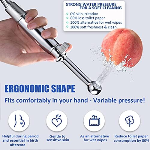 SonTiy Handheld Bidet Sprayer for Toilet, All Metal Cloth Diaper Toilet Sprayer Bidet Attachment with Backflow Preventer, Adjustable Water Jet Spray, 7.2" Brass Hand Held Bidet Wand, Chrome - Image 3