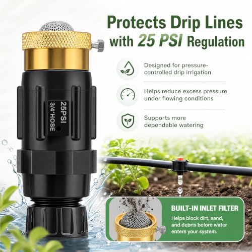 Drip Irrigation Faucet Adapter, 25 PSI, 1/2 and 1/4 in, 2-Pack - Image 4