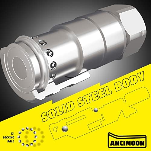 1/2’’ NPT Skid Steer Hydraulic Couplers, Bobcat Flat Face Quick Connect Fittings with 2PCS Dust Covers - Image 5
