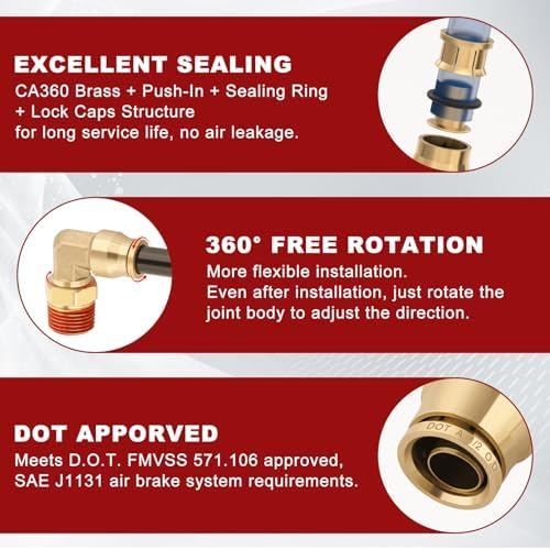 90° Swivel Male Elbow, 1/2" Tube x 3/8" NPT, DOT Approved 5PCS - Image 4