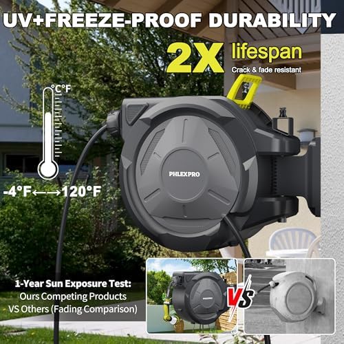160 FT 1/2" Retractable Garden Hose Reel, Wall Mount - Image 2