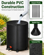 50 Gallon Collapsible Rain Barrel, Portable Rainwater Collection System, Rain Catcher Barrel with Spigots and Overflow Kit, Rain Water Barrel Collector for Garden, Black ﻿ - Image 6