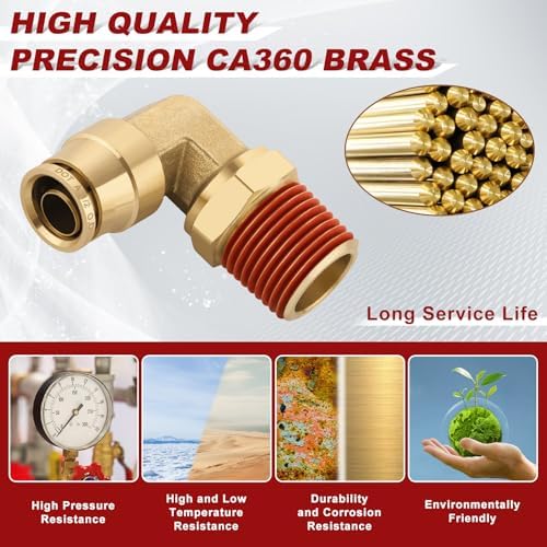 90° Swivel Male Elbow, 1/2" Tube x 1/2" NPT, DOT Approved 5PCS - Image 2