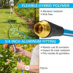 HydroTech Italia Expandable Garden Hose 5/8 in x 25 ft, Hybrid Polymer Water Hose, Kink-Free Flexible Garden Hose with Force Control Technology, Lightweight for Flowers, Plants & Garden Beds, Blue - Image 4
