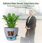 10 inch Self Watering Planters, 2 Pack Large Plastic Plant Pots with Deep Reservior and High Drainage Holes for Indoor Outdoor Plants and Flowers, Speckled Grey - Image 2