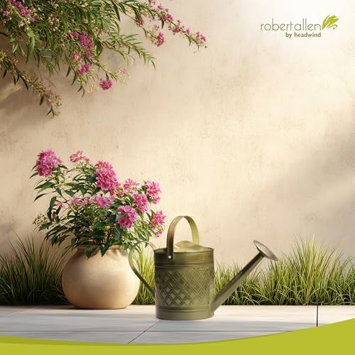 Headwind Wexley 2 Gallon Watering Can, Large Metal Watering Can Outdoor with Brass Rose Sprinkler Head, Vintage Galvanized Steel Garden Watering Can – Tansy Green - Image 7
