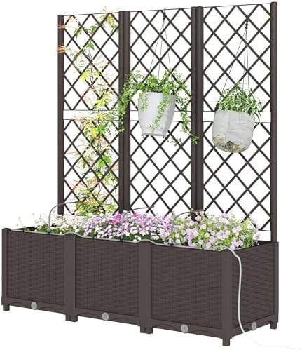 3PCS Planter Box with Trellis, Self-Watering Raised Garden Bed Kit - Image 4