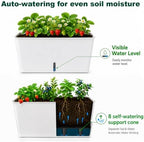 3-Tier 46.7"H Rolling Raised Garden Bed with Wheels, Self Watering Planter Box with Visible Water Level, Gray Rustproof Plastic Herb & Strawberry Planter for Indoor Outdoor Vegetables Flowers, DIY Kit - Image 4