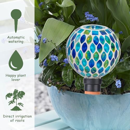 Mosaic Watering Globes 2 Pack Self Watering Spikes Red - Image 3