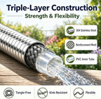 Metal Garden Hose 50 ft – 304 Stainless Steel Water Hose with Nozzle Sprayer, Garden Hoses Flexible, Lightweight, No Kink, Heavy Duty for Outdoor (50 ft) - Image 4