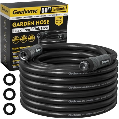 50ft Polyurethane Garden Hose, 5/8 in Lightweight Flexible Water Hose with Swivel Fittings, All-Weather, No-Kink Memory, Commercial Duty, Perfect for Home and Commercial Applications by Unknown