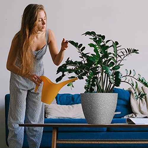 10 inch Self Watering Planters, 2 Pack Large Plastic Plant Pots with Deep Reservior and High Drainage Holes for Indoor Outdoor Plants and Flowers, Speckled Grey - Image 3