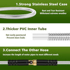 Metal Garden Hose 50ft Stainless Steel Hose Heavy Duty Flexible Water Hose with 10 Way Spray Nozzle Durable 3/4 Solid Brass Fittings-Outdoor Yard Lightweight No Kink Collapsible Water Pipe - Image 2