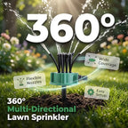 360 Degree Multi-Directional Lawn Sprinkler with Flexible Nozzles - Adjustable Spray for Garden Irrigation & Customizable Yard Watering System, Spike Base (3PCS) - Image 3