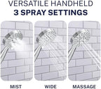 HammerHead Metal Dual Shower Head Combo With 3-Spray Handheld and Rainfall - Image 4