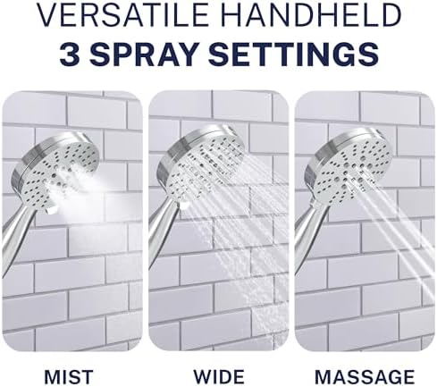 HammerHead Metal Dual Shower Head Combo With 3-Spray Handheld and Rainfall - Image 4